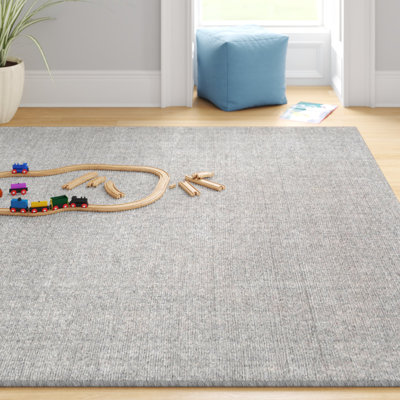 Tapis en laine gris touffeté à la main Dingman