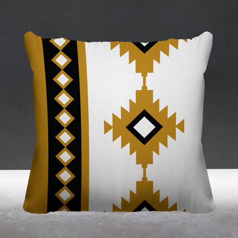 Coussin intérieur / extérieur Carlos Southwestern, Jaune, L 17 po x H 17 po