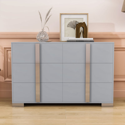 Hafizullah Modern Dresser with Metal Handle, Mirrored Storage Cabinet with 6 Drawers for Bedroom by Latitude Run