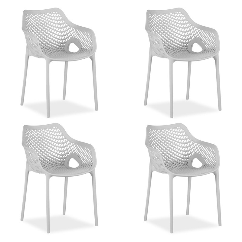 Antonel Stacking Patio Dining Armchair, Grey/Brown/Blue