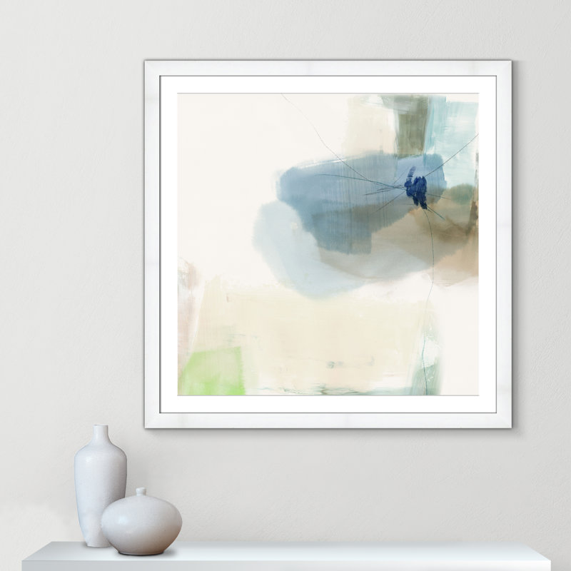 «Aquamarine Whispers I Print» par Casa Fine Arts, Blanc, H 37,5 po x l 37,5 po