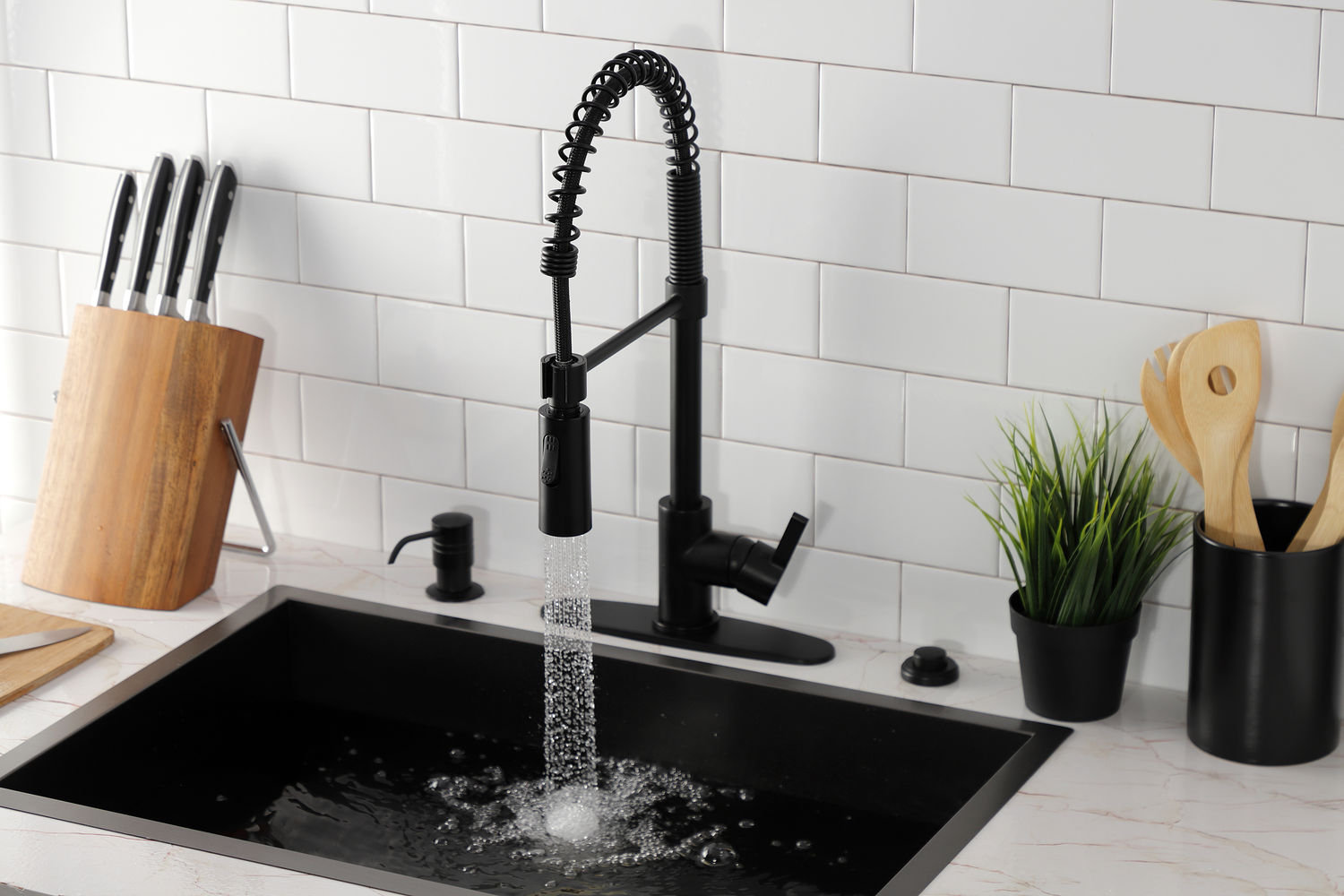 Kingston Brass Continental Pre-Rinse Faucet, Matte Black