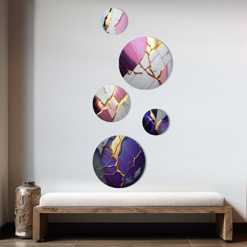 Abstract Geode Purple I - Abstract Marble Metal Wall Décor