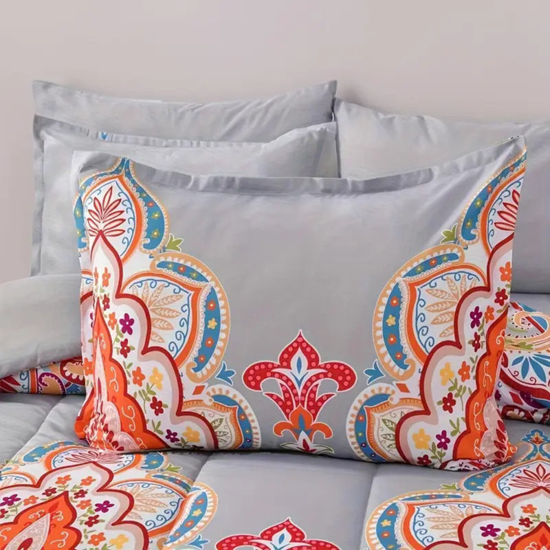 2/3 Piece Bedroom Duvet Cover Soft Bohemian Style Print All Seasons, Queen Duvet Cover + 2 Shams