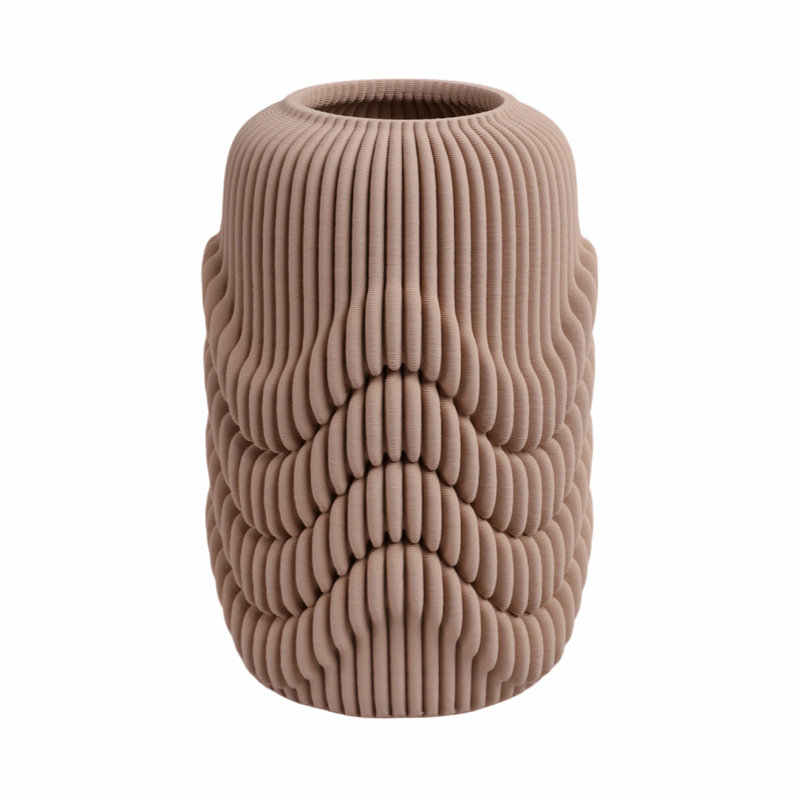 12"Small Ethos 3D Vase, 12" H x 8" W x 8" D, Tan, Stoneware