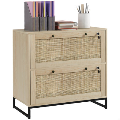 2 Drawer File Cabinet With Lock, Vertical Filing Cabinet With Keys, Rattan Drawers And Adjustable Hanging Bar For Letter, A4 And Legal Size Paper by Ivy Bronx