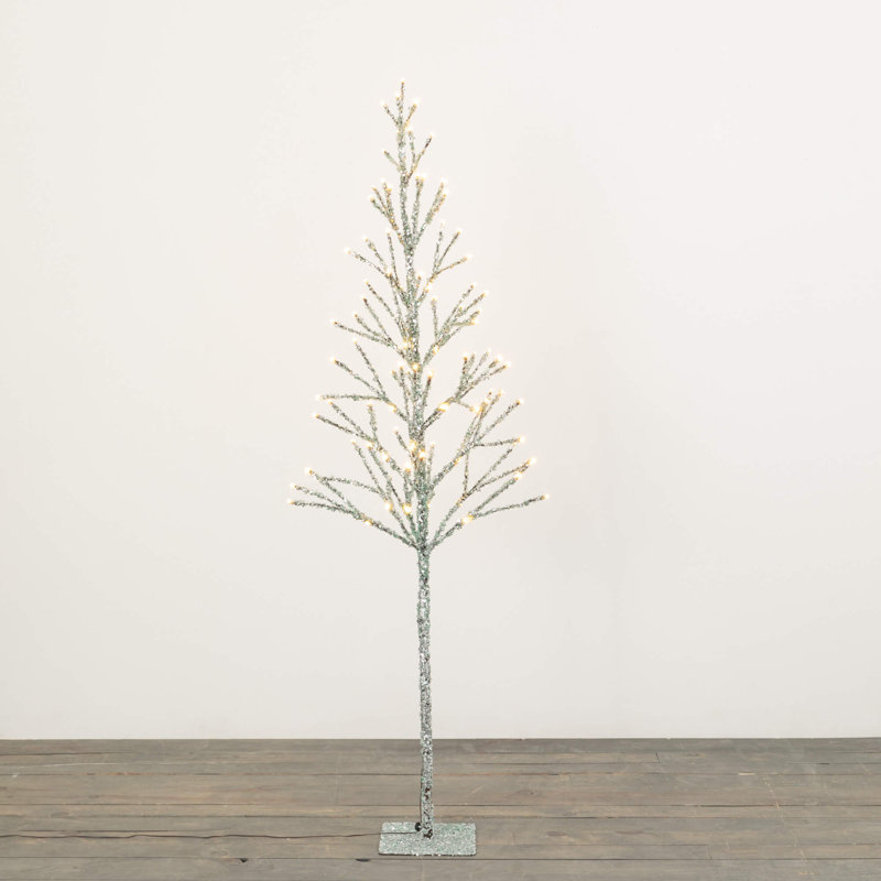 Arbre glacé argenté de Noël 5 pi 1 po, argent