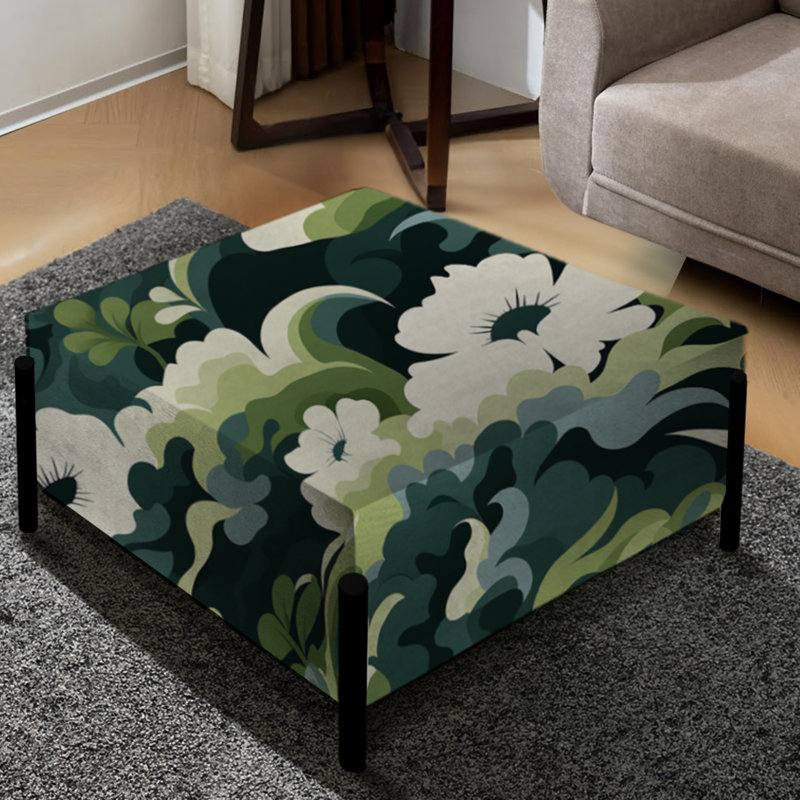 Zen Floral Retreat - Grand repose-pieds carré floral