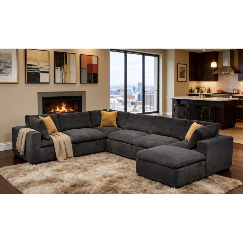 Mountwacombe Full Compressed Modular Sectional, Dark Gray