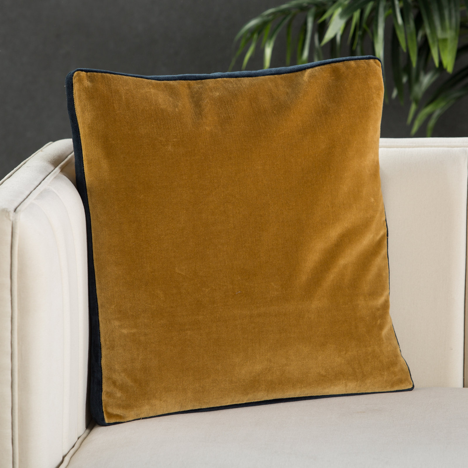 Brixen Cotton Throw Pillow, Down, Yellow