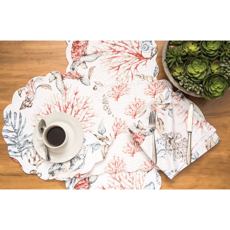 Tranquil Tides Cotton Scallop Rectangle Placemats Set of Six