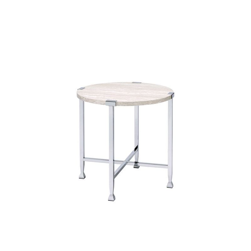 Table de bout en chêne blanc et chrome Brecon
