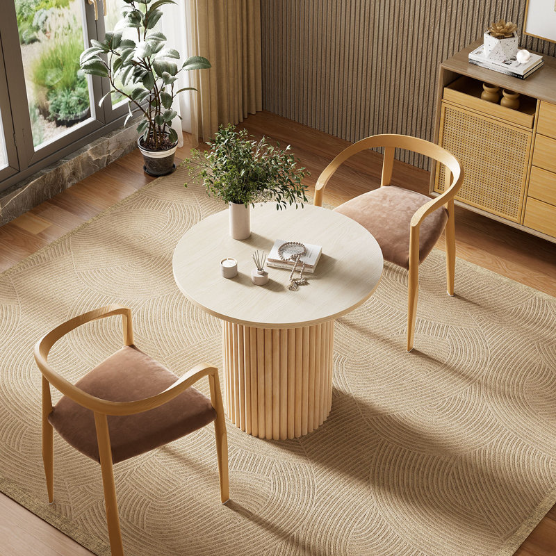 Round Solid Wood Base Dining Table for 1-4, 31.5" W x 31.5" L