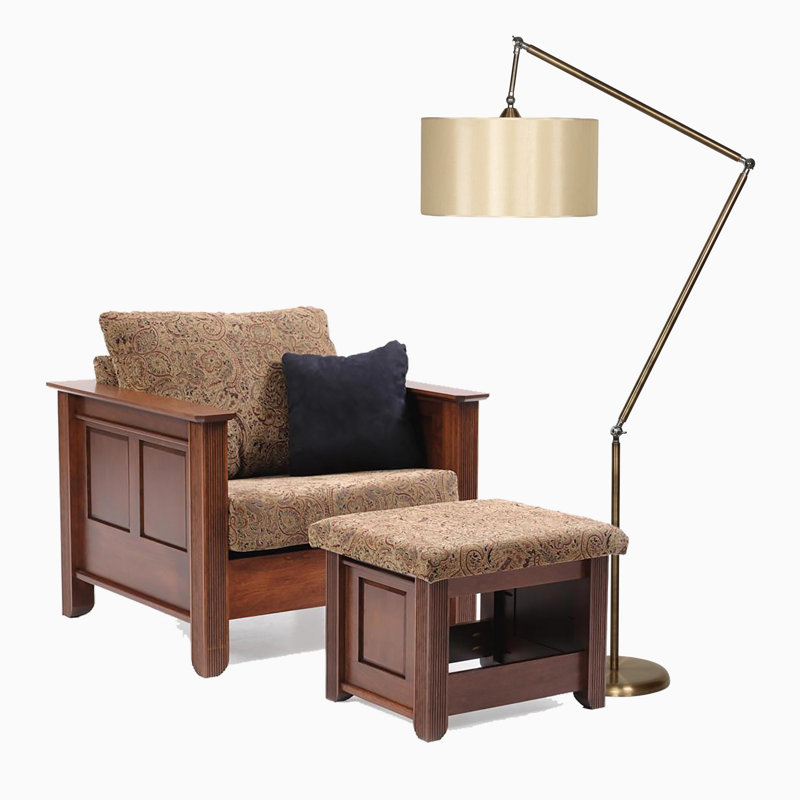 Lampe sur pied à bras articulé Hangah, Beige