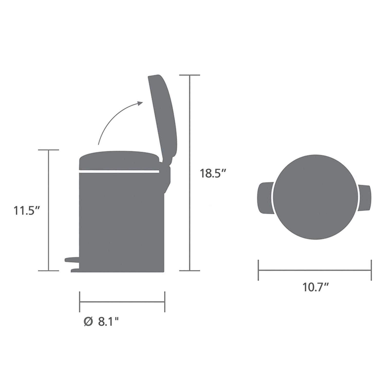 Brabantia Newicon 1.3gal Step-On Can, Mineral Concrete Gray