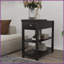 Space-Saving Brown Retro Coffee Table with Flip-Over Storage, Narrow Design for Small Living Spaces