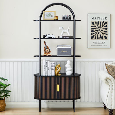 Arched Etagere Bookcase with Cabinet