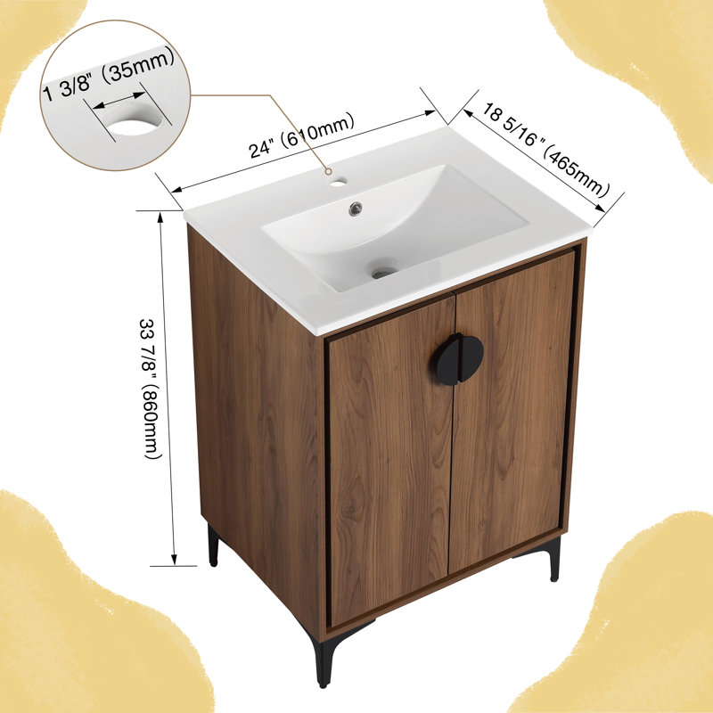 Kelvis 24'' Single Bathroom Vanity with Ceramic Top