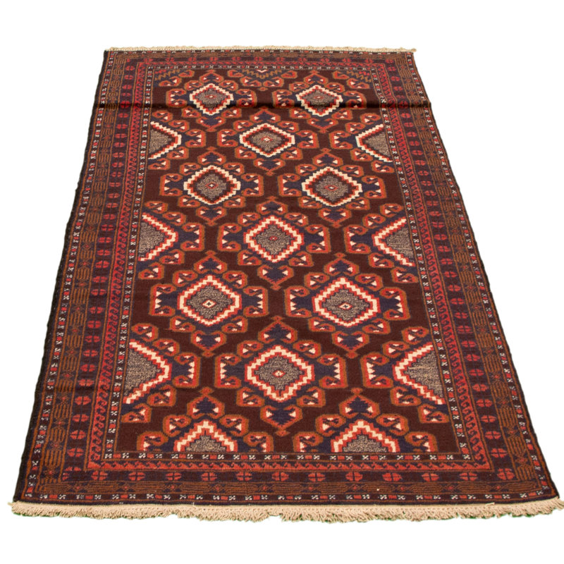 Tapis bourgogne foncé / beige en laine noué à la main