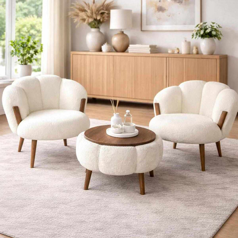 Ensemble de fauteuil à oreilles et table basse (3 pièces)