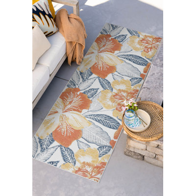 Velia Floral Reversible Flatweave Polypropylene Indoor / Outdoor Area Rug - Multi Color