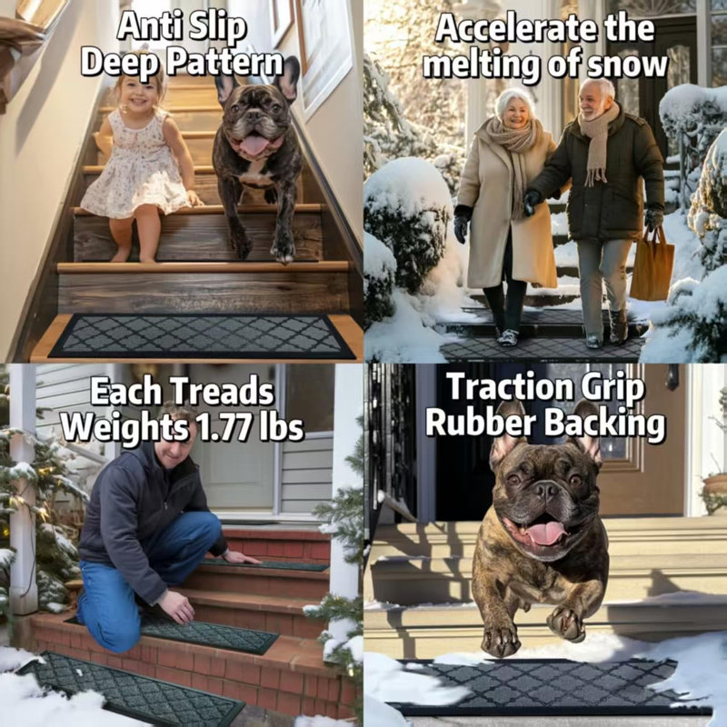 Tapis d'escalier 6 pièces 8,5 "x 30" pour les personnes âgées et les chiens sur les marches en bois
