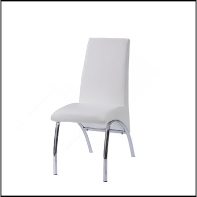 Pervis White Synthetic Leather & Chrome Finish Side Chair (Set Of 2)
