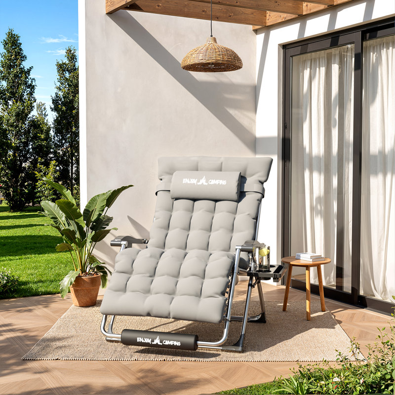 Oversized XXL Zero Gravity Chair With Detachable Cushion & Headrest Cup Holder, 33-Inch Wide Reclining Lounge Chair For Indoor And Outdoor Use