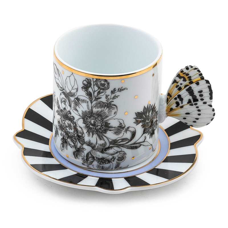 Butterfly Toile Mug And Saucer Set