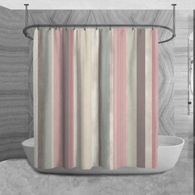 Vertical Stripes Shower Curtain Striped Bath Mat Grey Bathroom Decor