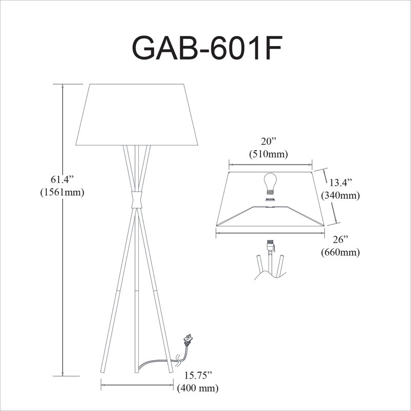 Lampe sur pied 150 noir mat, gris, Doré