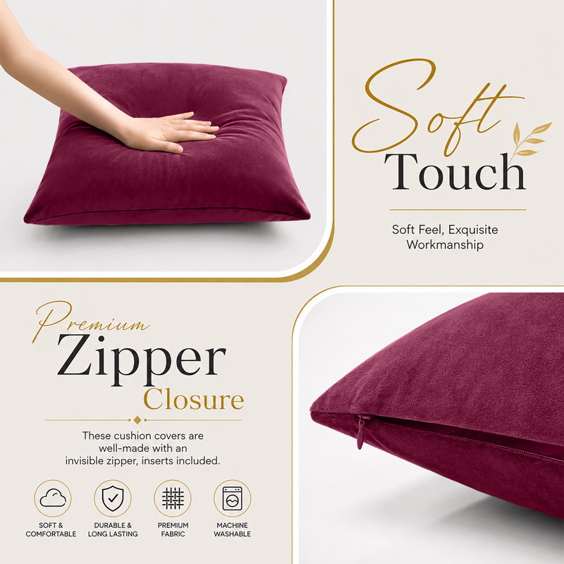 Aldino Square Cushion, Burgundy