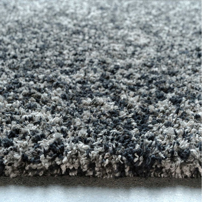 Geyer Grey Black Shaggy Rug Soft Fluffy Deep Pile Mottled Warm Bedroom Mat, Rectangle 120 x 170cm