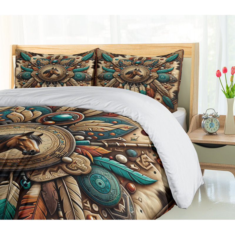 Rustic Duvet Cover, California King Duvet Cover + 2 Standard Shams