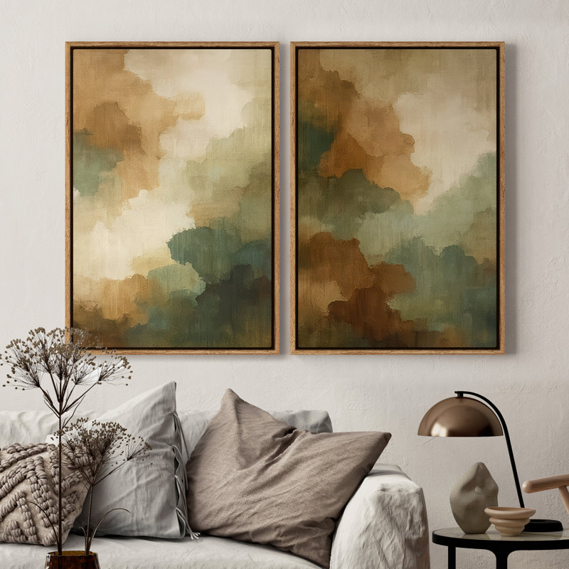 Framed Canvas wall Art, Vintage Abstract Wall pirnts for Bedroom, Natural, 24" H x 16" W