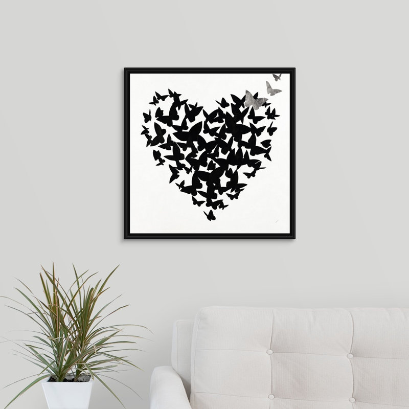 «Hearts in Flight III», impression sur toile, H 21,7 po x l 21,7 po x p 1,75 po, Cadre flottant noir
