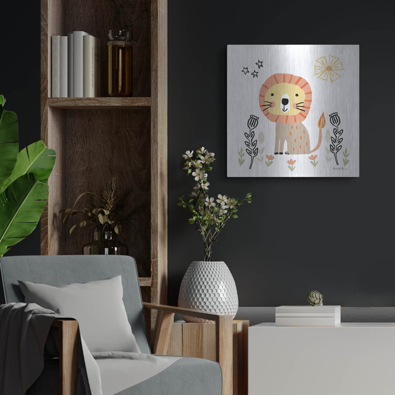  «Baby Lion» par Farida Zaman, art mural en métal, H 24 po x l 24 po