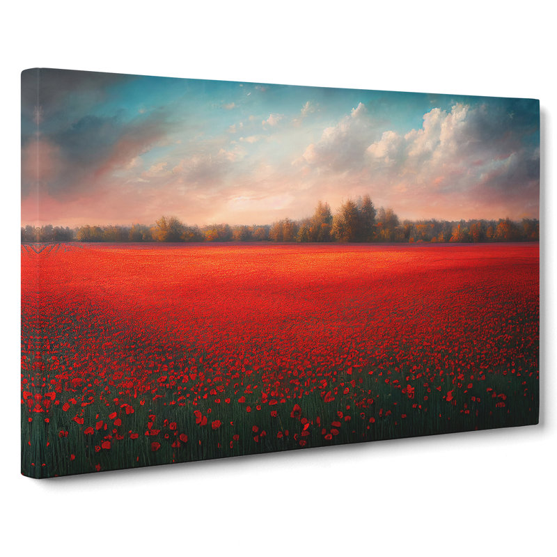 Fascinating Poppy Field Flowers - Wrapped Canvas, 40cm H x 60cm W x 3cm D