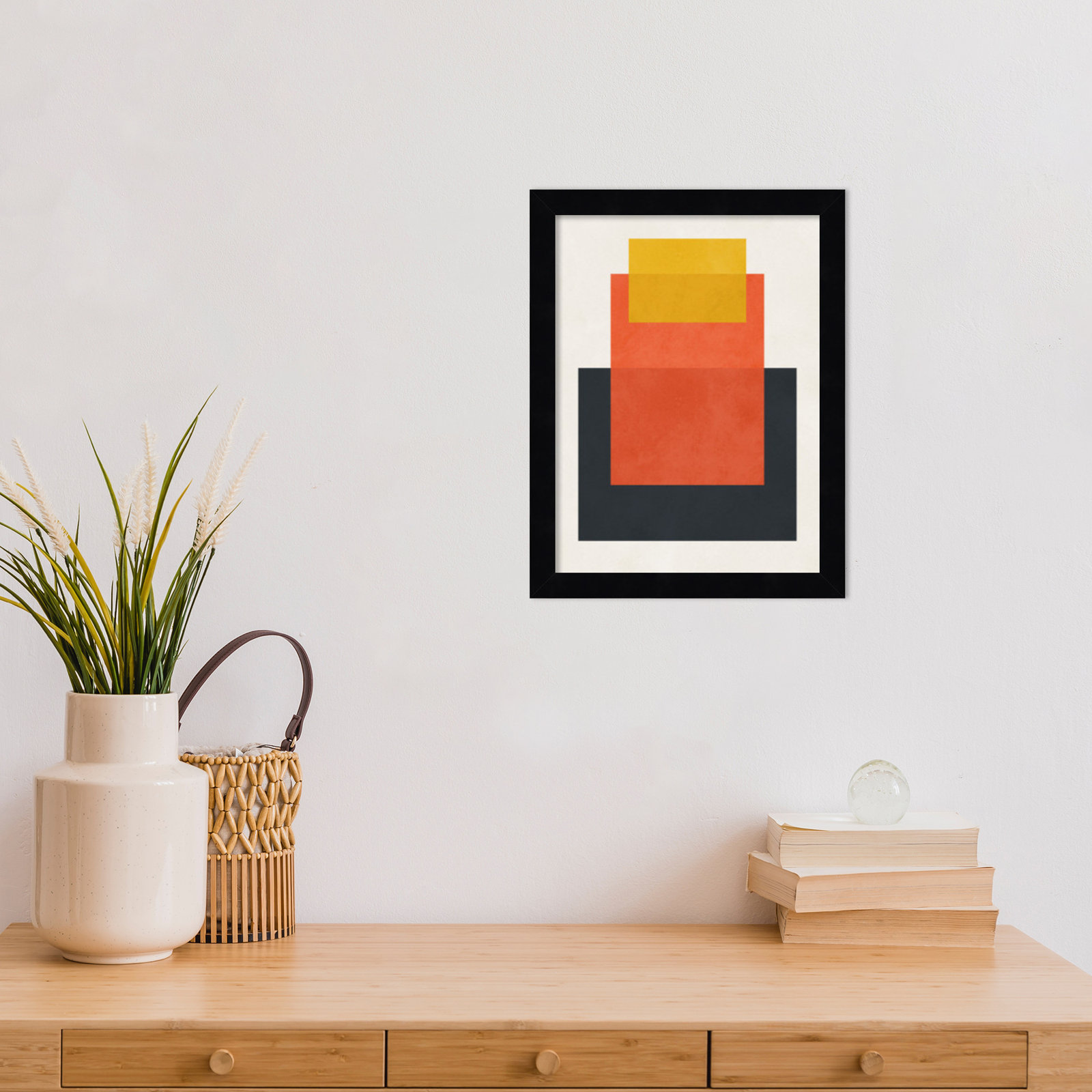 Overlapping Geometry 10 Print, Brown/Orange, 13" H x 10" W, Black