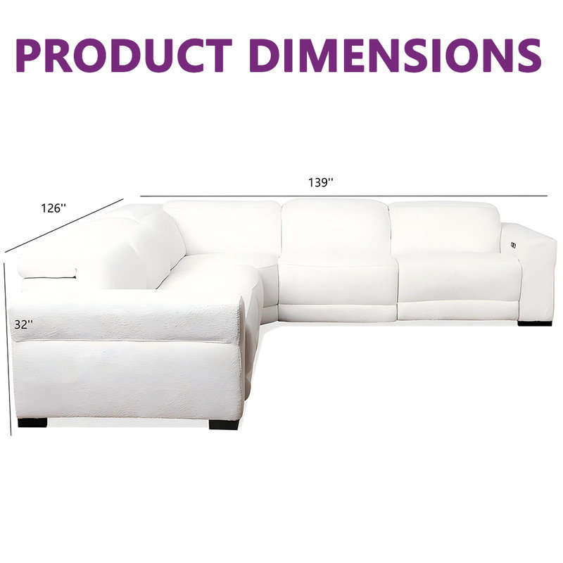Canapé modulaire inclinable électrique moderne en L blanc pour le salon
