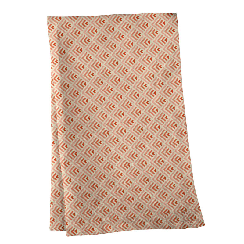 Torchon à motif géométrique inversé, Polyester sergé, Taupe