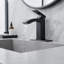 Matte Black Waterfall Single Hole Single-Handle Low-Arc Bathroom Sink Faucet With Pop-Up Drain Assembly