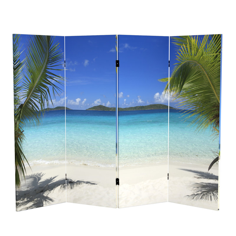 72" x 63" Double Sided Ocean 4 Panel Room Divider, 48" H x 63" W