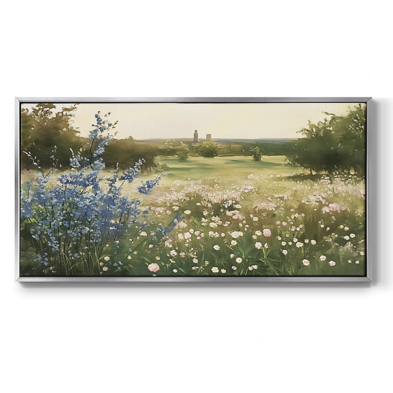 Botanical Series-CCLxxxi - Toile tendue avec châssis encadré - Prêt à être accroché, H 21 po x l 41 po, Blanc