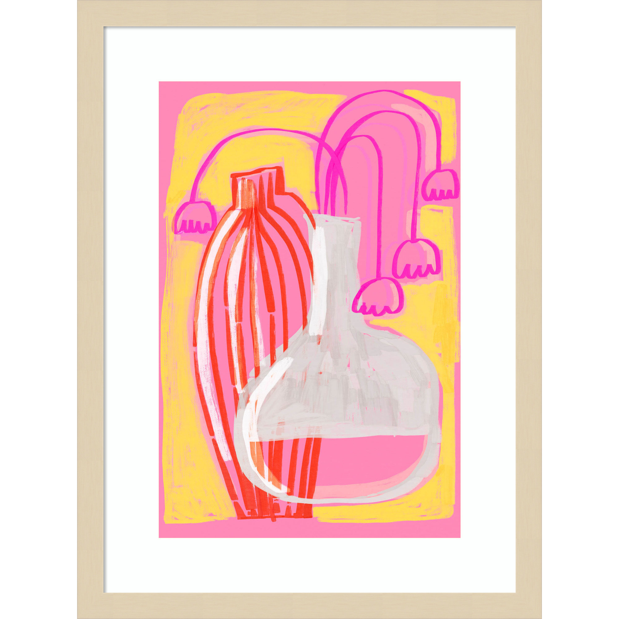 Neon Still Life No 5 by Treechild Wood Framed Wall Art Print, Brown, 21" H x 16" W