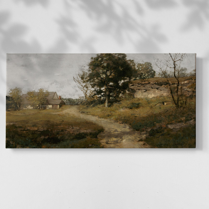 Série paysage - MCxxxvi - Toile tendue avec châssis encadré - Prêt à être accroché, H 25 po x l 49 po, Doré