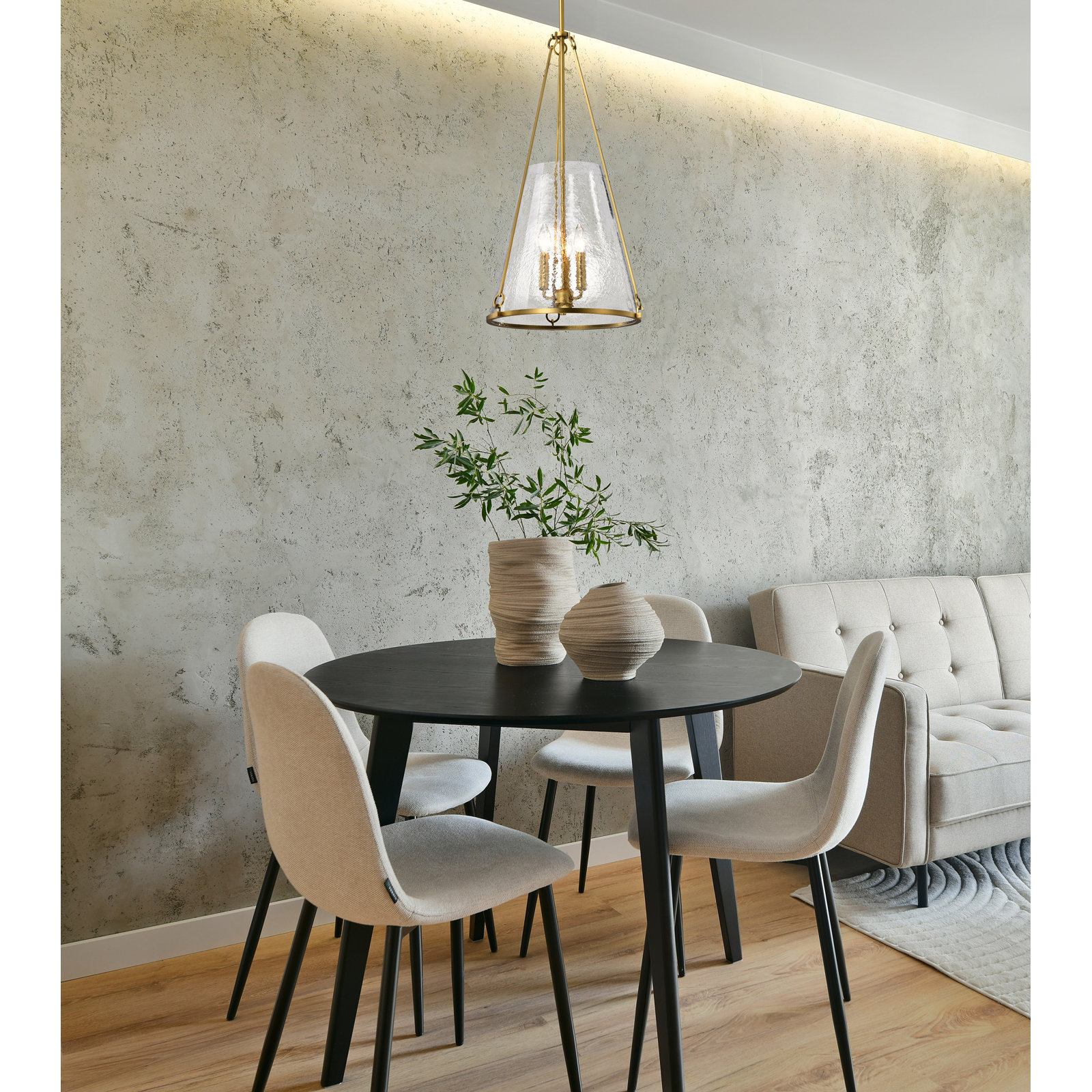 Anita Pendant Light, Vintage Brass, 29.25" H x 16" W x 16" D