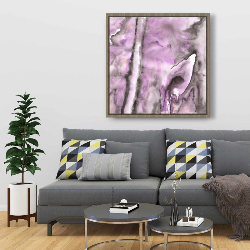 Mauve - Toile abstraite encadrée avec formes pour la décoration intérieure