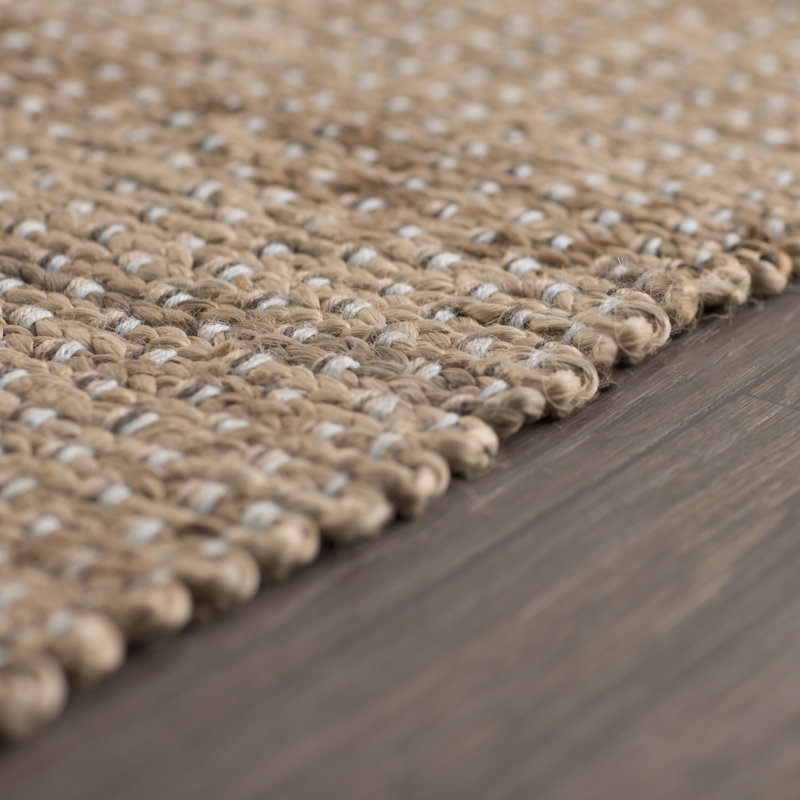 Tapis de couleur unie en fibre de jute tissé à la main Debroh, Rectangle 3 pi x 5 pi