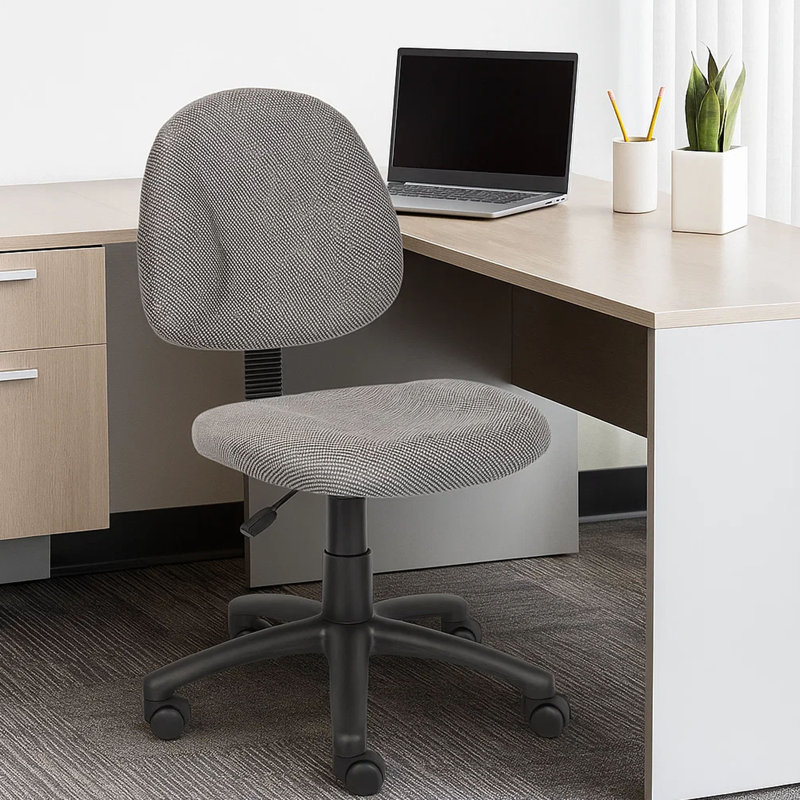 Jea Swivel Posture Chair, Contoured Back, Gray Tweed, Wheels, Gray